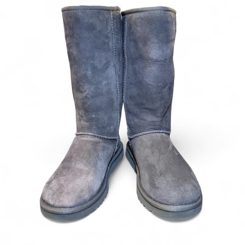 UGG Tall Classic Gray Suede Shearling Boots Women’s Size 7 Authentic